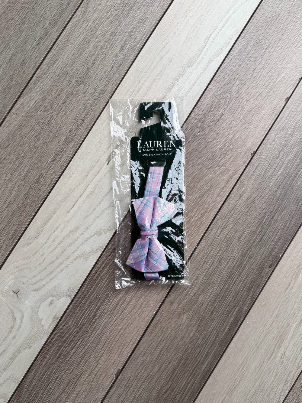 Lauren Ralph Lauren Kids Pastel Pink & Blue Plaid Bow Tie